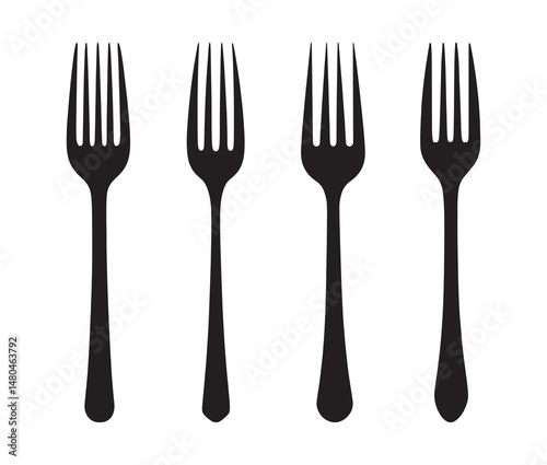 Minimalist fork silhouette set – classic dining icons