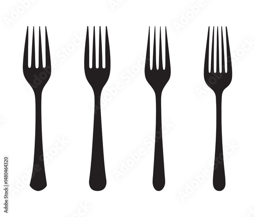 Minimalist fork silhouette set – classic dining icons