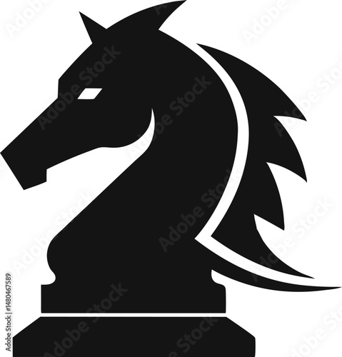 Chess Knight Piece Silhouette Vector Illustration