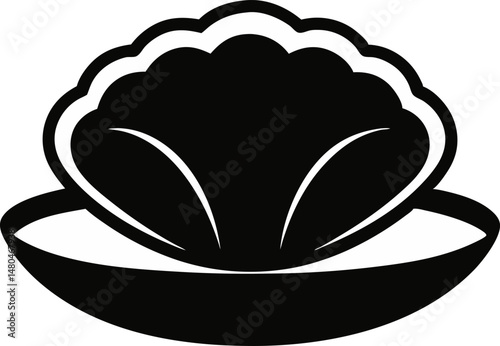 Clamshell Open Silhouette Vector Illustration 