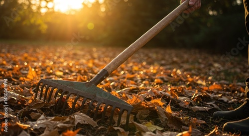 Raking Autumn Leaves Photo