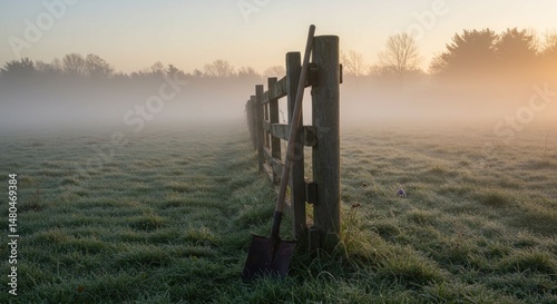 Misty Morning Landscape Photo