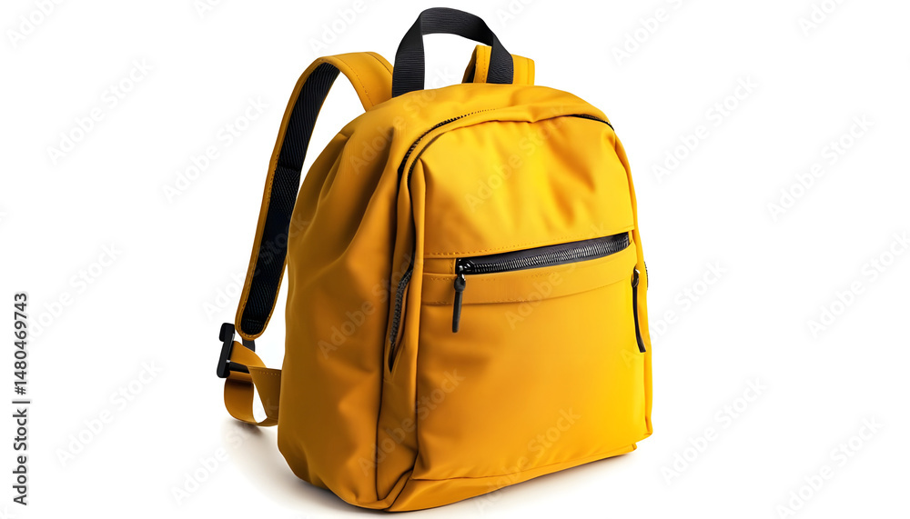 Fototapeta premium One stylish yellow backpack isolated on white