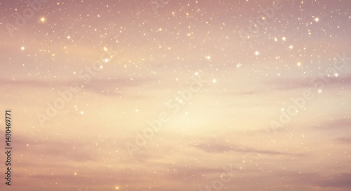 Glowing golden stars scattered across soft pastel sky