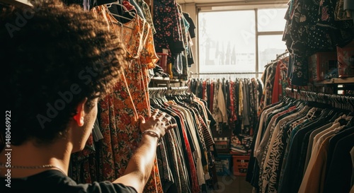 Man browsing clothes in a vintage shop - Photo