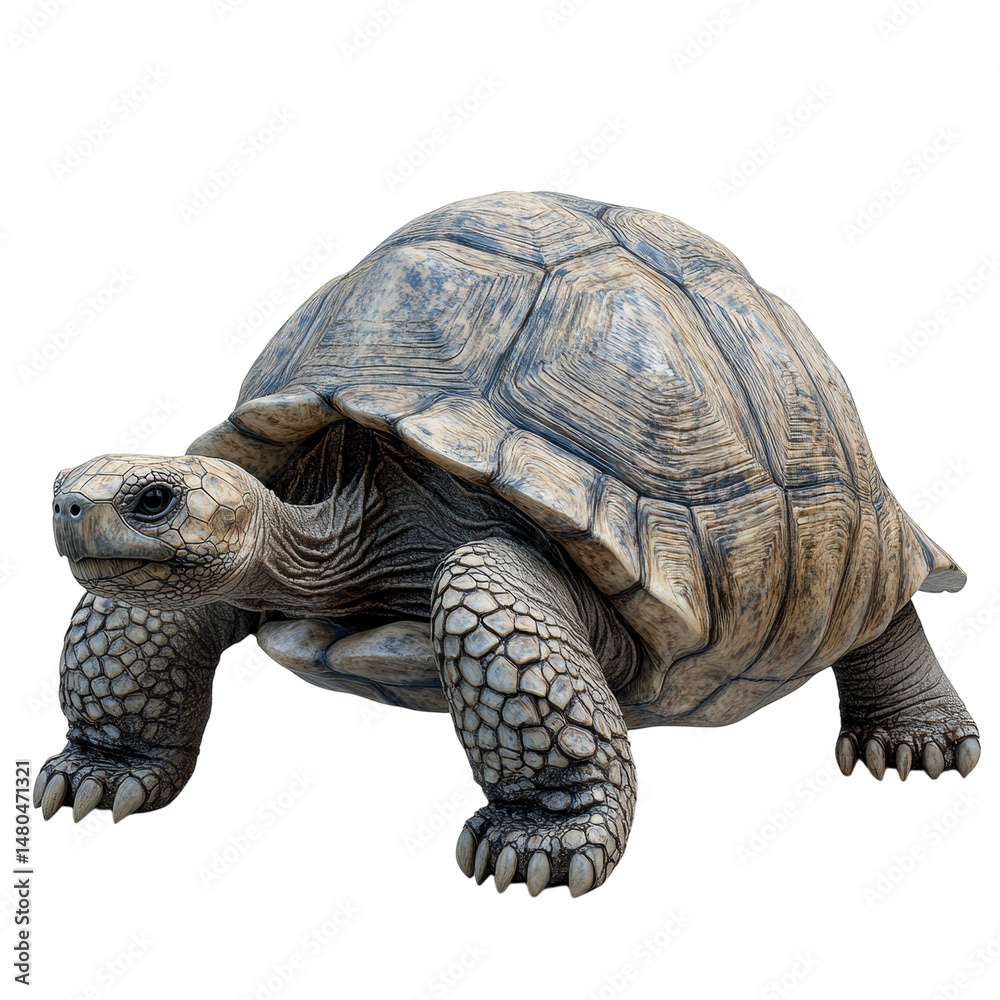 Fototapeta premium Galapagos Tortoise Majestic Reptile on Black Background Detailed Texture on transparent background