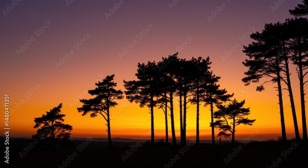 Fototapeta premium Silhouette of Trees at Sunset - Photo