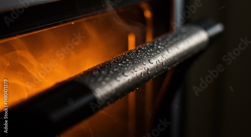 Metal rod with condensation and flames - Photo