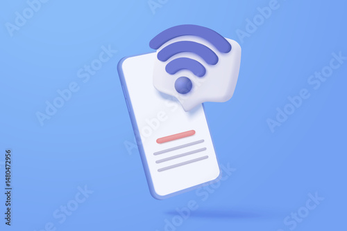 3d wireless connection and sharing network on internet. Hotspot access point for digital and online coverage. Broadcasting area with WiFi. 3d wireless signal icon rendering vector illustration