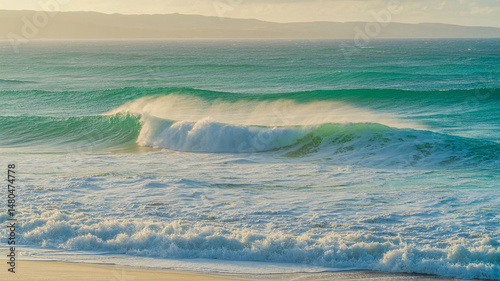 Overhead photo of crashing wafture on the shoreline tropical beach surf abstract aeriform ocean view 