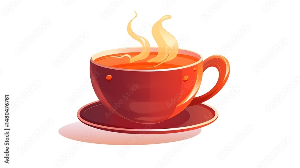 Obraz premium Professional cartoon vector illustration of a hot tea cup, isolated on white background