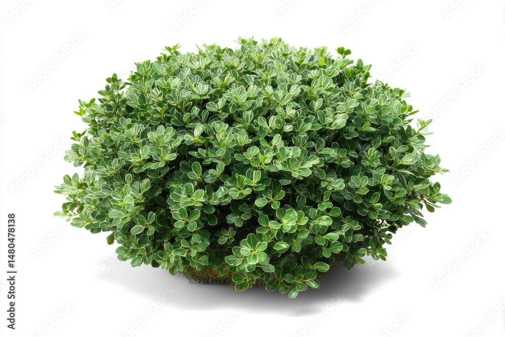 Fototapeta premium Green lush bush with dense foliage growing in bright lighting conditions