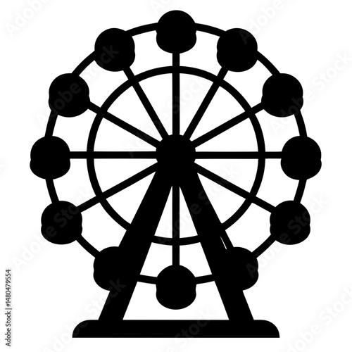 A black and white Ferris wheel representing fun and entertainment silhouette