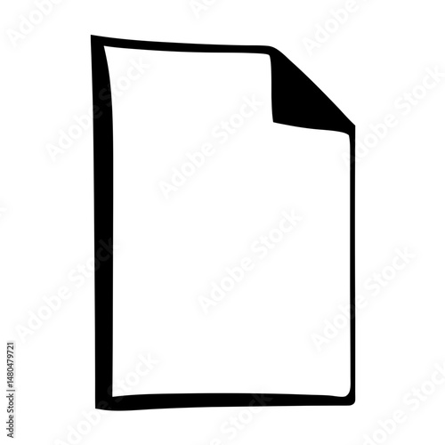 Simple black and white sketch of a document with curled corner