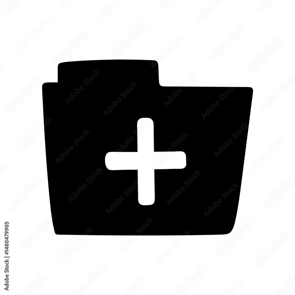 Fototapeta premium Black and white stylized icon of new folder or directory creation