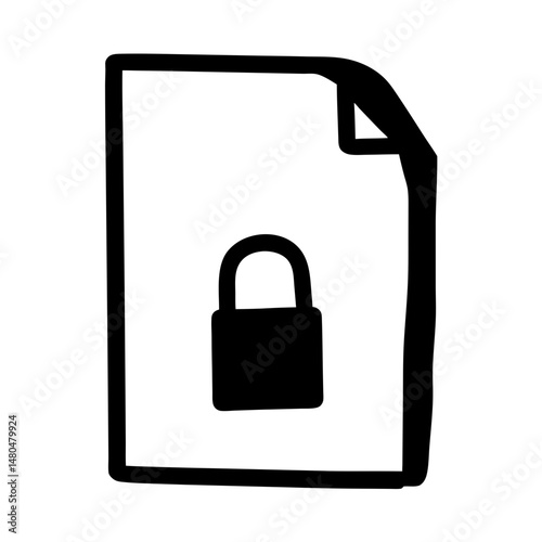 A secured document concept with a padlock on the file illustration