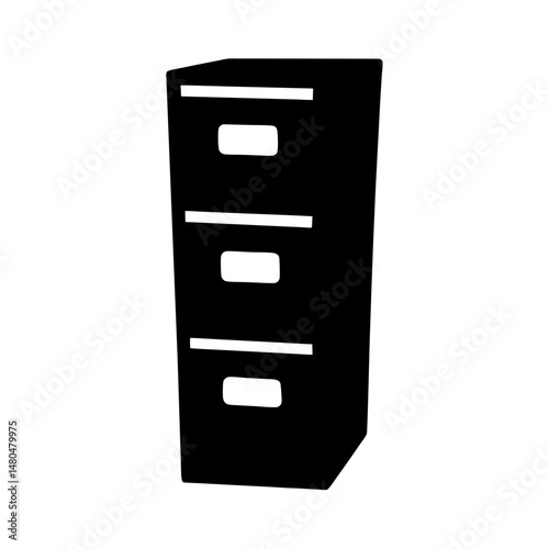 A cartoon style black filing cabinet for organizing important documents effectively