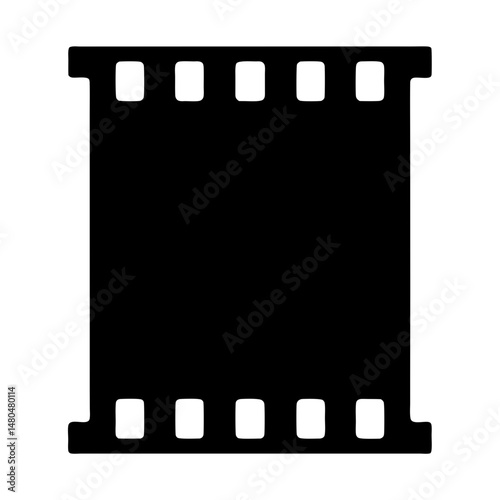 Black silhouette of a classic 35mm film strip on a white background