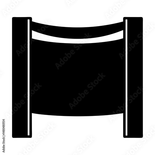 Black and white image of a barrier or gate with supports