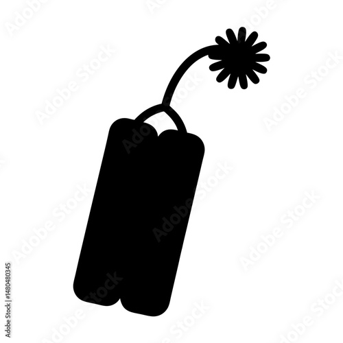 Stylized cartoon illustration of a stick of dynamite about to explode