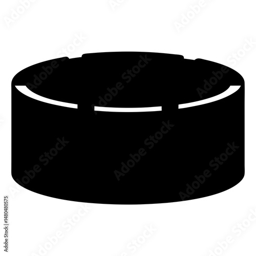 Black cylindrical shape with three cutouts on the top edge creates a unique visual