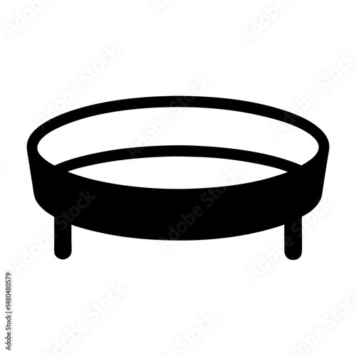 Black minimalistic illustration of a circular elevated container or serving dish