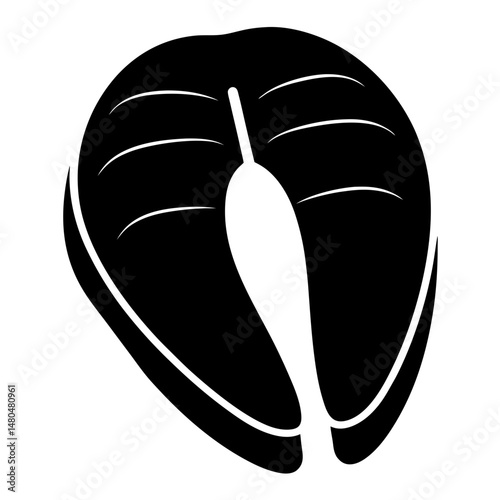 Simplified Single Color Flat Design Illustration of Salmon Steak Portion Food
