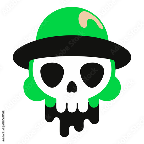 skull with hat slime on white