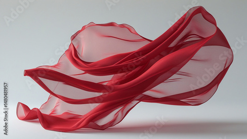 Elegant red fabric swirling through the air creating a sense of movement and gracefulness