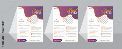 Vector modern travel flyer template design