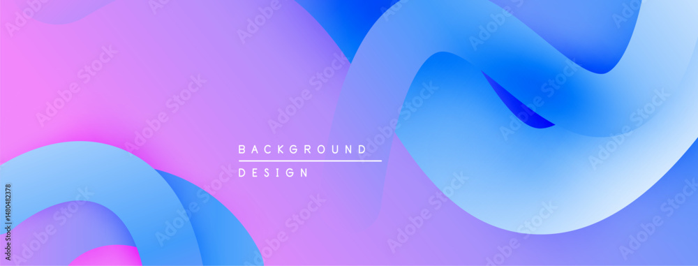 Fototapeta premium Abstract fluid shapes blend purple, pink, blue hues. Modern design evokes movement, softness, calm aesthetic. Background features gentle gradients.