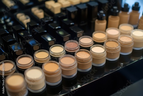 Diverse array of foundation shades in various forms