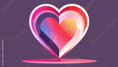 colorful layered heart shape on a purple background