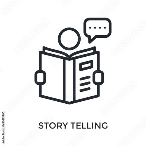 Story Telling Icon Outline Style. Vector Illustration For Graphic Design