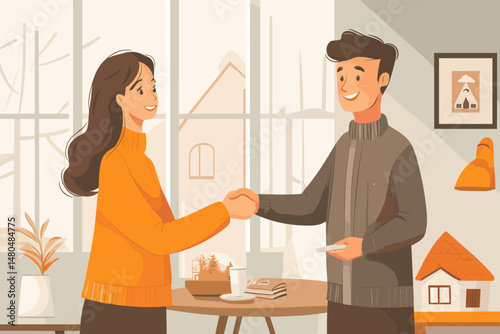 Friendly handshake between two people outdoors