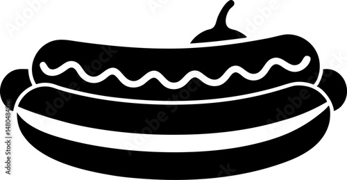 Hot Dog In A Bun Silhouette Vector  