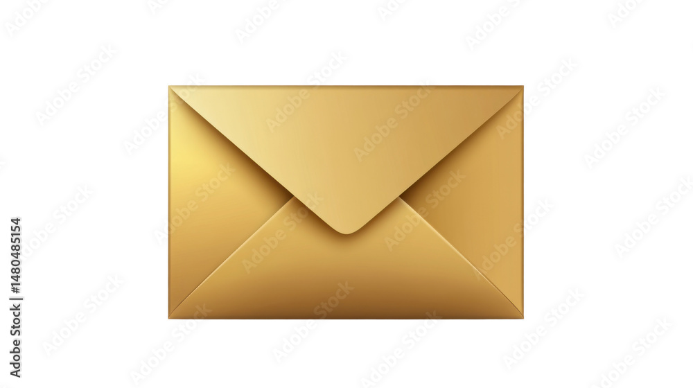 Golden Envelope with Triangular Flap Open Isolated on White Background – Luxury Stationery Element for Invitations, Greetings, and Elegant Correspondence Golden Envelope with Triangular Flap Open Isolated on White Background – Luxury Stationery Element for Invitations, Greetings, and Elegant Correspondence