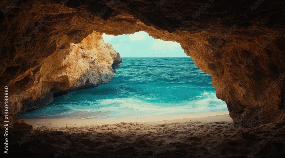 Fototapeta premium Ocean view from a coastal cave