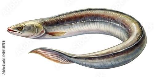 Striking image of an American Eel showcased against a clean transparent background