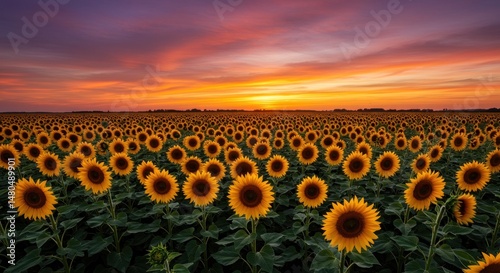 Sunflower Field at Sunset - Photo