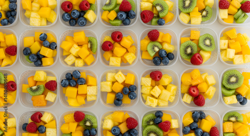Obraz premium Assorted Fresh Cut Fruits Ready To Eat For Healthy Diet
