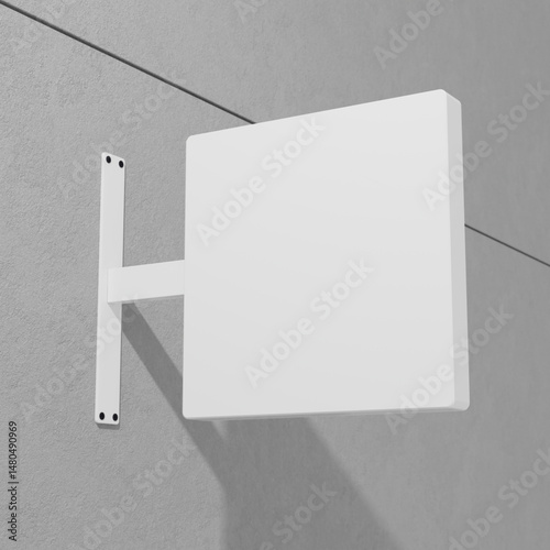 8K 3D Render of Blade Sign Square. Separated object and background.