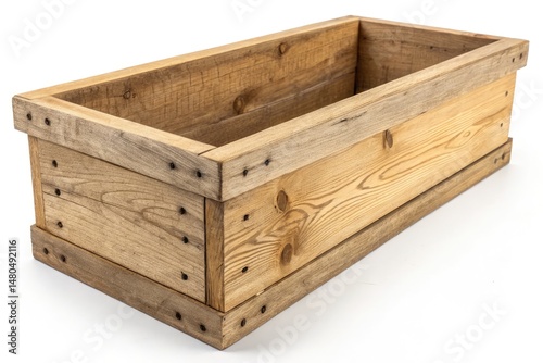 Rustic Wooden Trough Planter Box for Outdoor Gardening Setups Generative AI