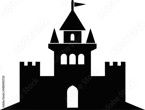 Medieval Castle Turret Silhouette Vector Illustration