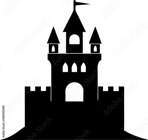 Medieval Castle Turret Silhouette Vector Illustration
