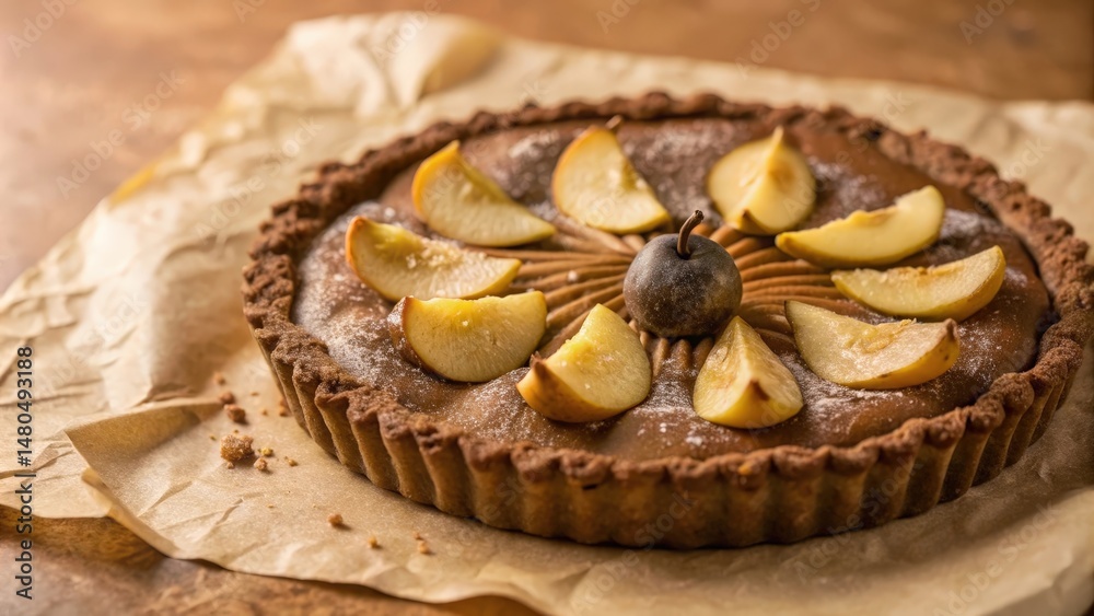 A Delicious Homemade Pear Tart With a Crumbly Crust and a Sweet Filling, Perfect for a Special Occasion A Delicious Homemade Pear Tart With a Crumbly Crust and a Sweet Filling, Perfect for a Special Occasion