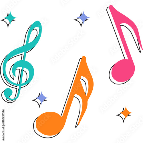 Colorful Music Notes - Fun and Playful Musical Background