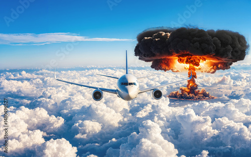 passenger airplane flying n...