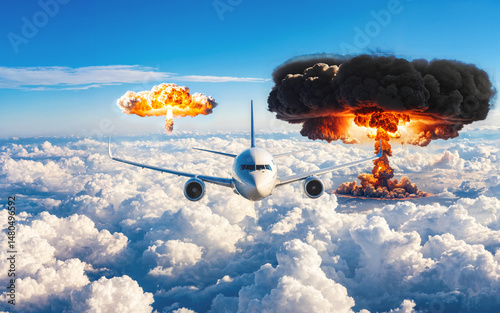 passenger airplane flying n...
