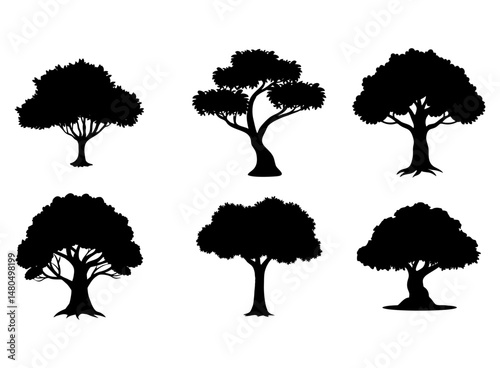 Silhouette design vector illustration digital download for a tree set.